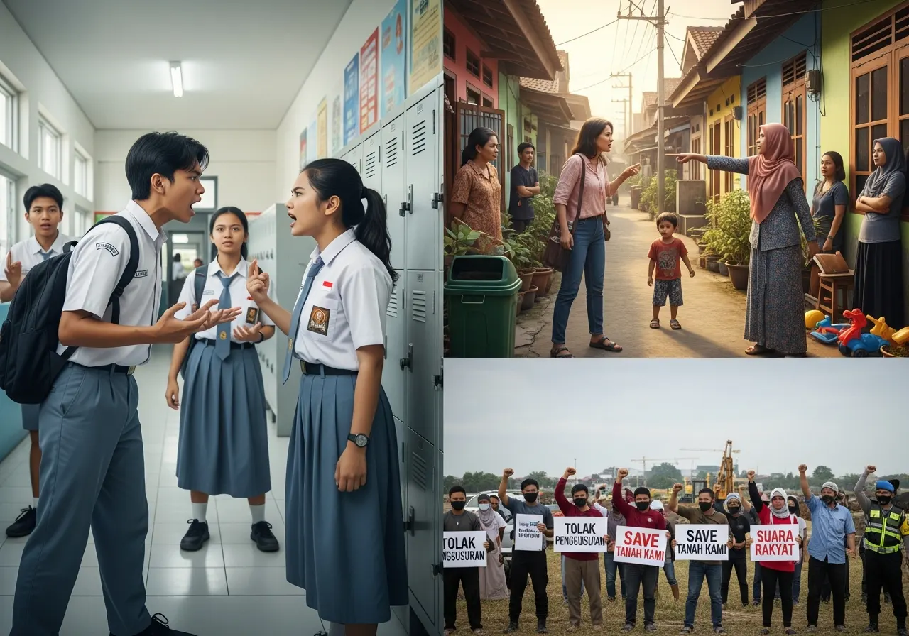 Contoh Pertentangan (Konflik Sosial) di Sekolah, Lingkungan, dan Masyarakat Indonesia (ft.istimewa)
