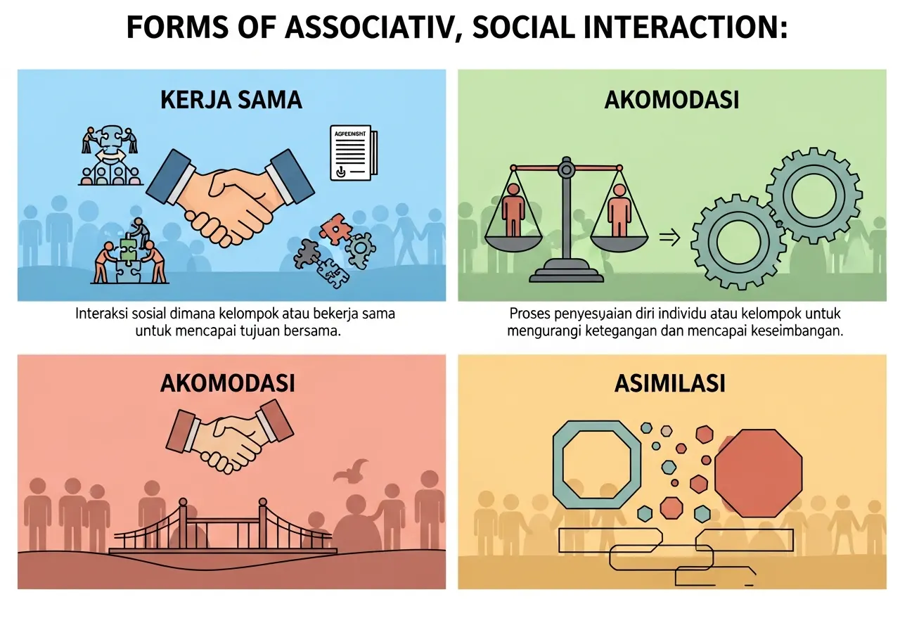 Bentuk-Bentuk Interaksi Sosial Asosiatif: Kerja Sama, Akomodasi, Asimilasi, dan Akulturasi (ft.istimewa)