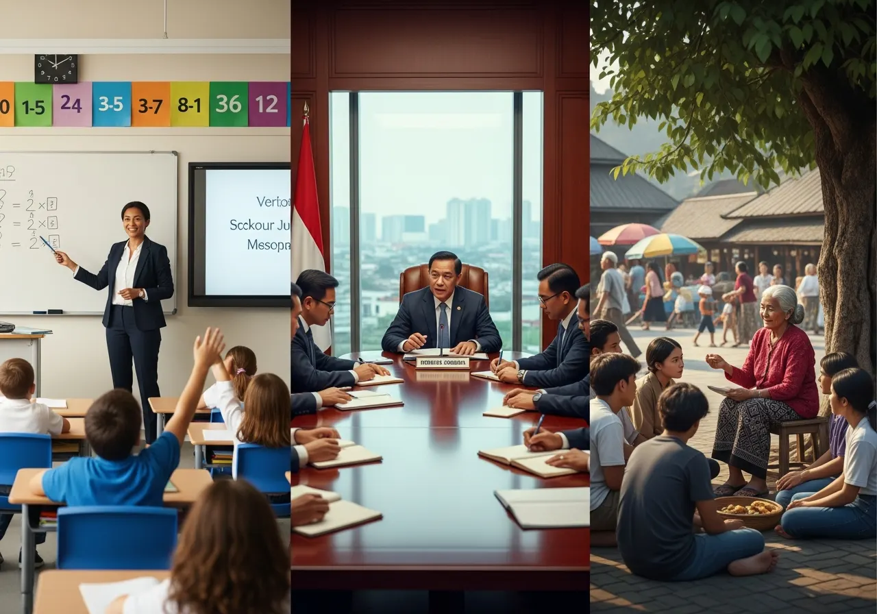 Contoh Interaksi Sosial Secara Vertikal di Lingkungan Sekolah, Pemerintahan, dan Masyarakat (ft.istimewa)