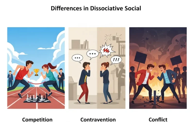 Perbedaan antara Persaingan, Kontravensi, dan Konflik dalam Interaksi Sosial Disosiatif