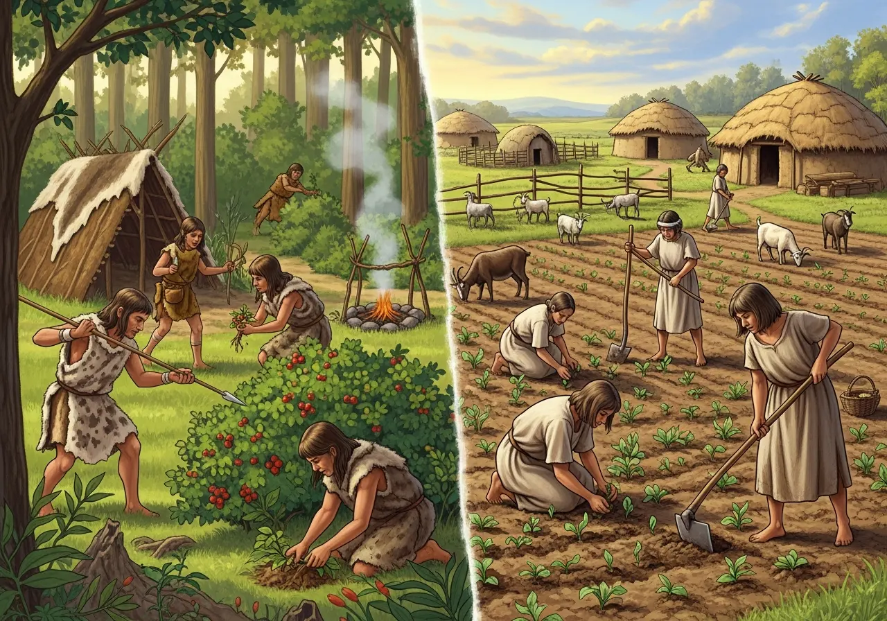 Perbandingan Cara Hidup Pemburu-Pengumpul dan Petani Awal di Dunia Praaksara (ft.istimewa)