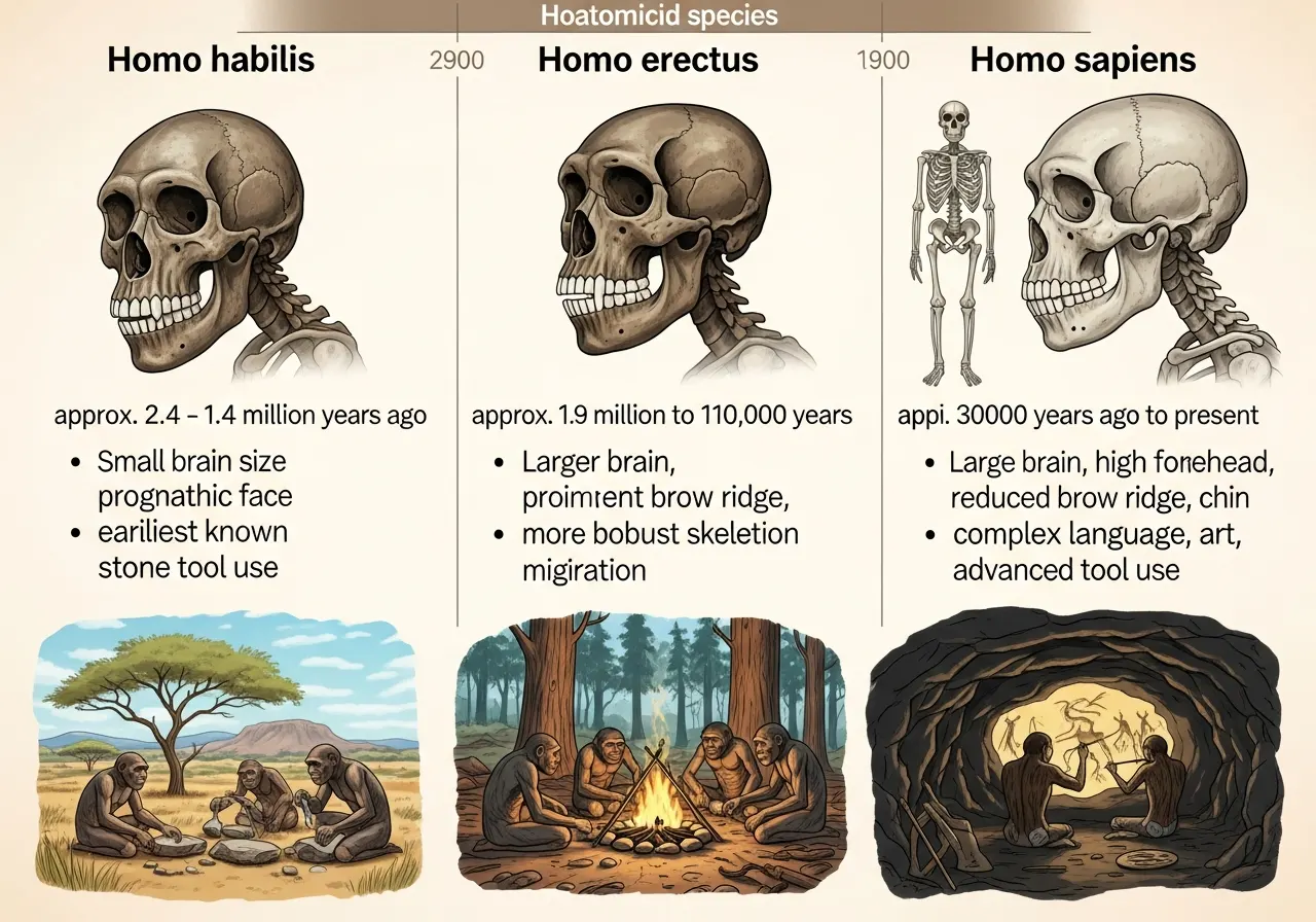 Perbedaan Homo Habilis, Homo Erectus, dan Homo Sapiens (ft.istimewa)