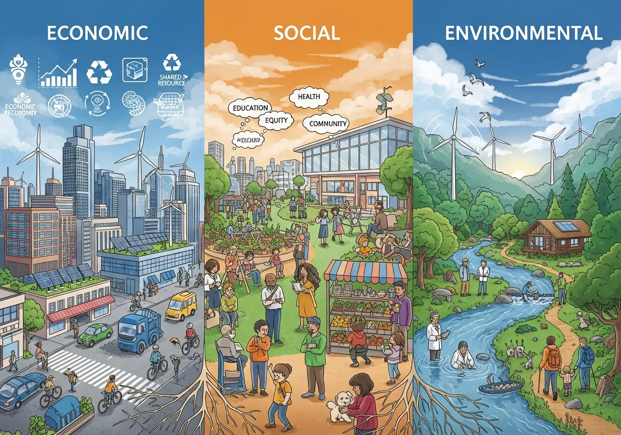 Pembangunan Berkelanjutan dalam Bidang Ekonomi, Sosial, dan Lingkungan (ft.istimewa)