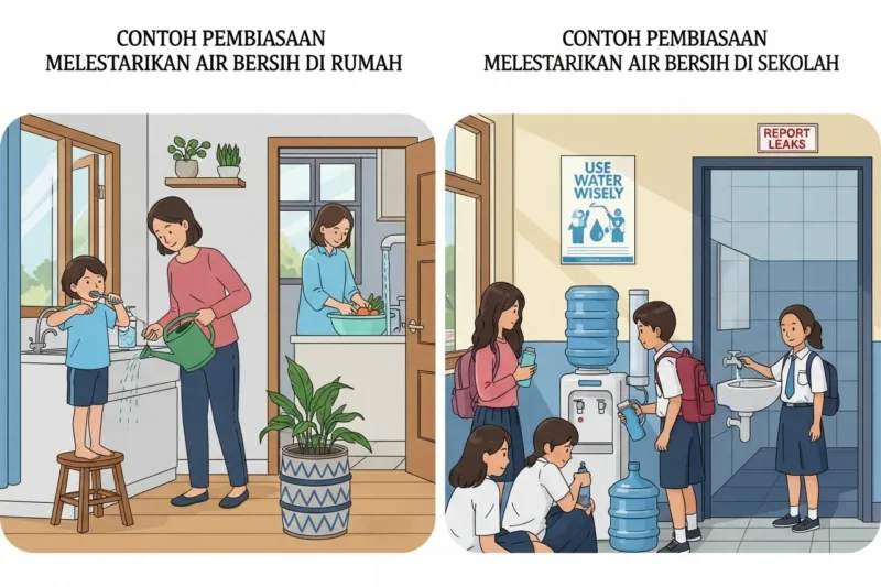 Contoh Pembiasaan Melestarikan Air Bersih di Rumah dan Sekolah