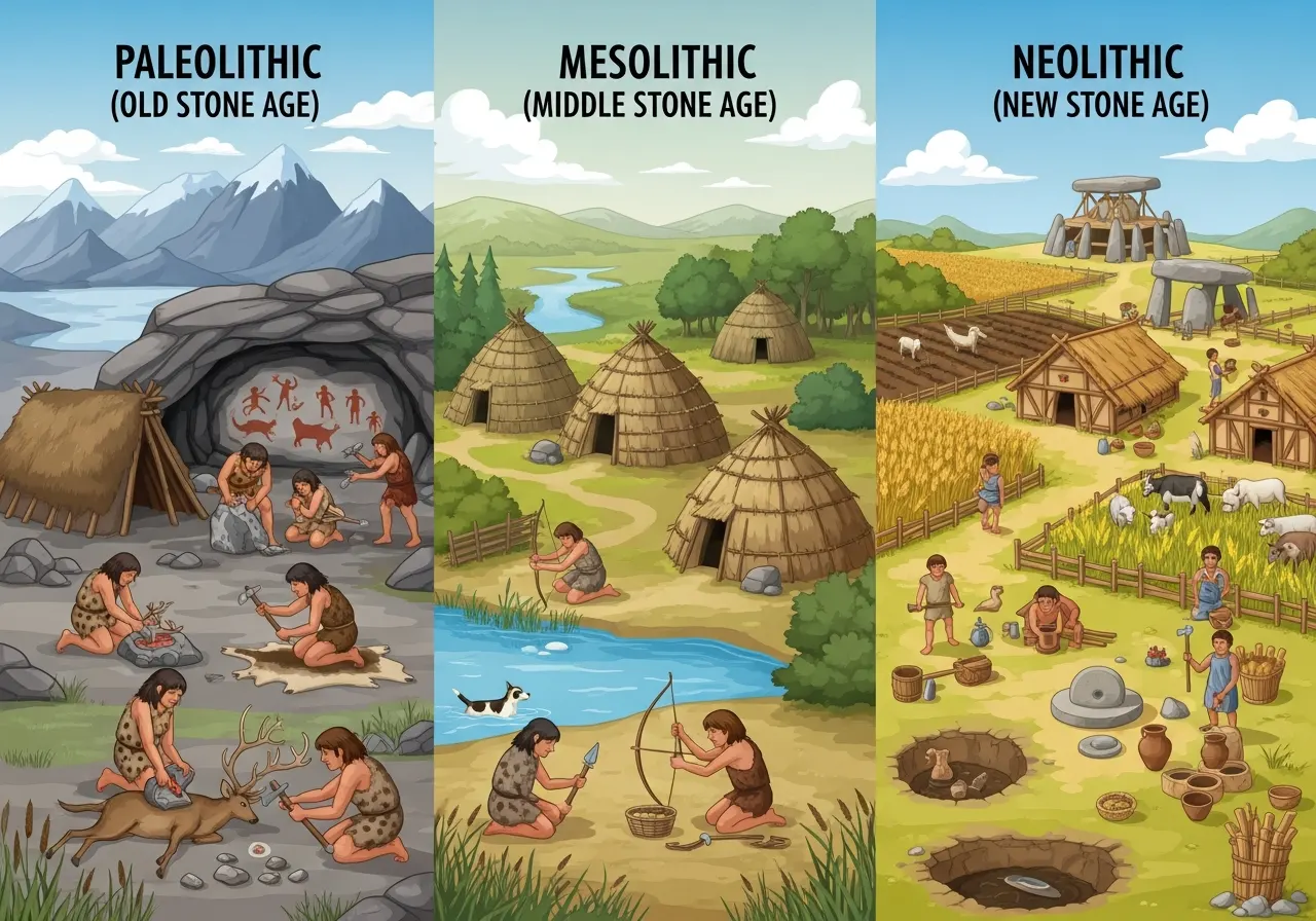 Perbedaan Manusia Zaman Batu Tua, Batu Tengah, dan Batu Muda (ft.istimewa)
