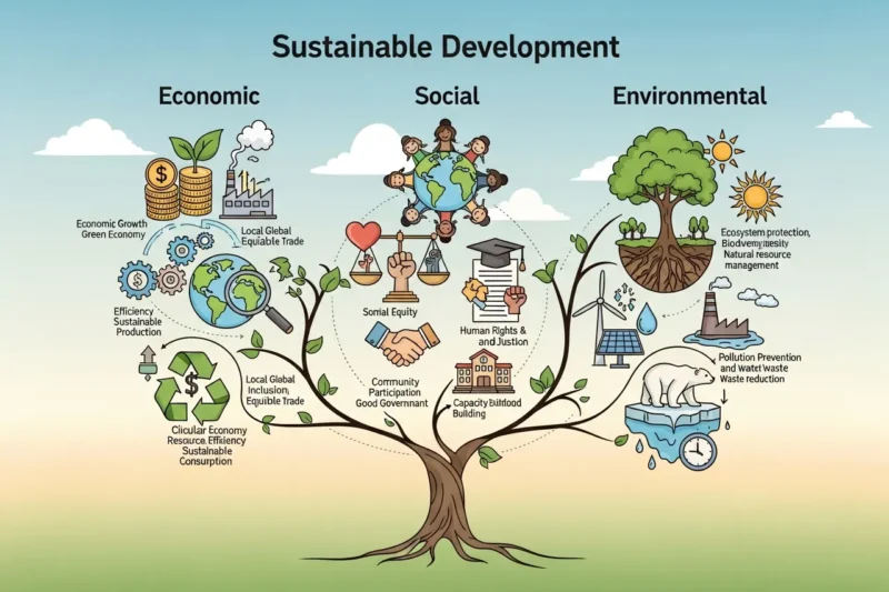 Karakteristik Pembangunan Berkelanjutan dalam Bidang Ekonomi, Sosial, dan Lingkungan