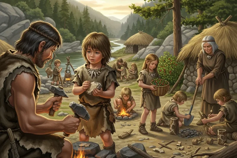 Cara Anak-anak Zaman Praaksara Ikut Membantu Kegiatan Harian
