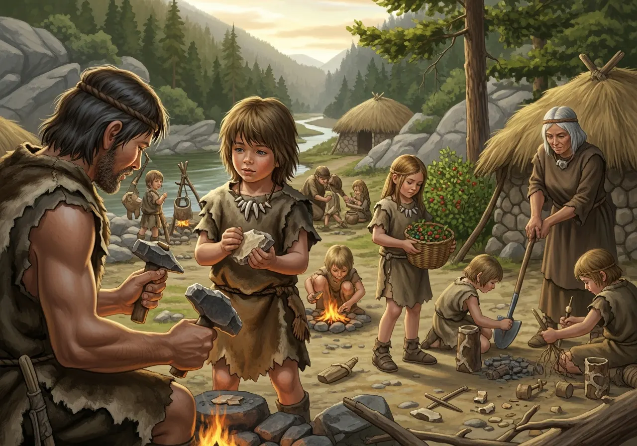 Cara Anak-anak Zaman Praaksara Ikut Membantu Kegiatan Harian (ft.istimewa)