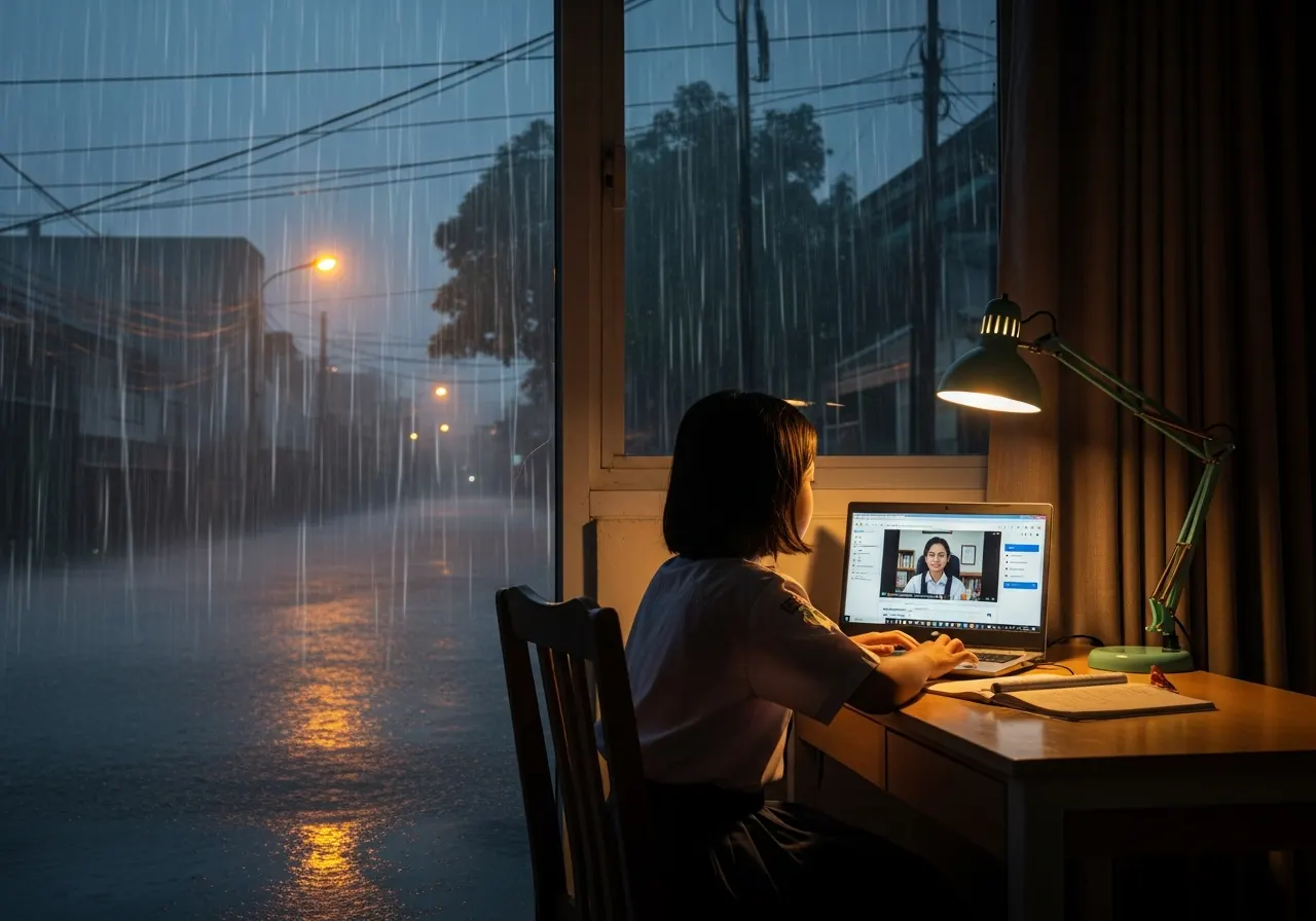 Hujan Ekstrem Melanda Jakarta, Beberapa Sekolah Terpaksa Berlakukan Belajar Online (ft.istimewa)