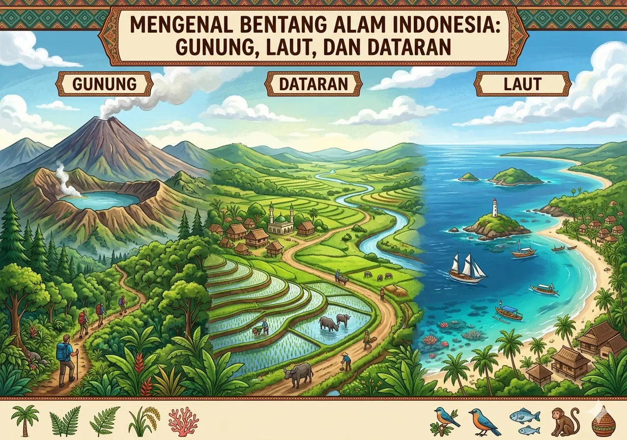 Mengenal Bentang Alam Indonesia: Gunung, Laut, dan Dataran (ft.istimewa)