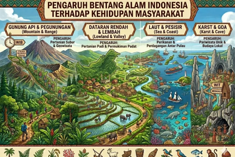 Pengaruh Bentang Alam Indonesia terhadap Kehidupan Masyarakat