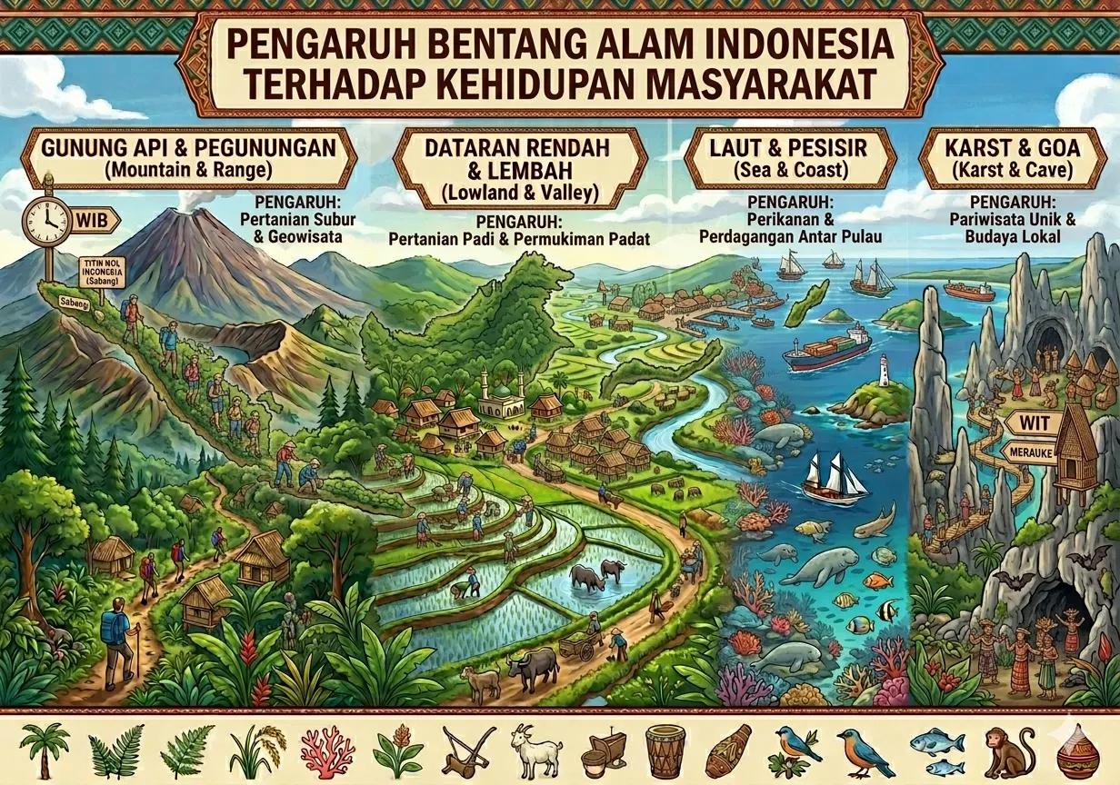Pengaruh Bentang Alam Indonesia terhadap Kehidupan Masyarakat (ft.istimewa)
