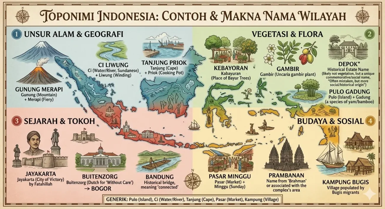 Contoh Toponimi Wilayah dan Artinya (ft.istimewa)