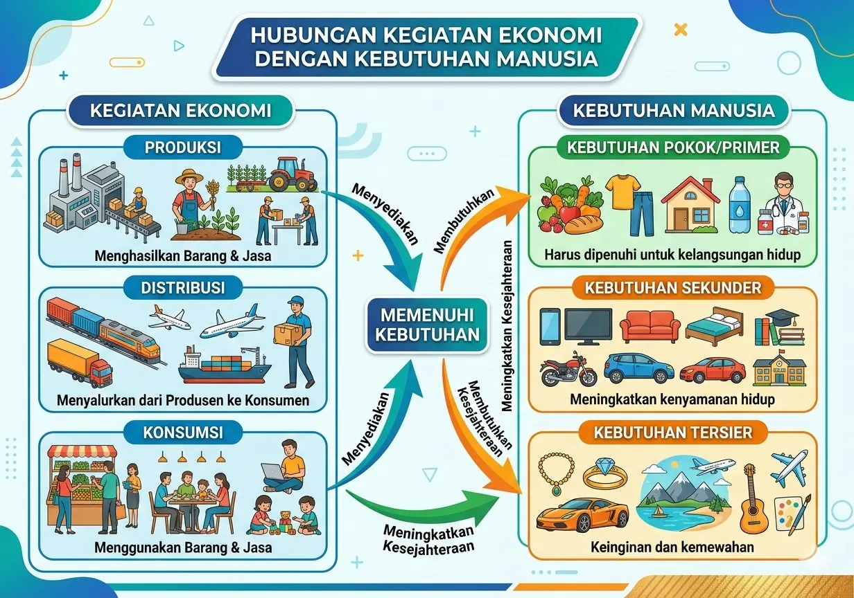 Hubungan Kegiatan Ekonomi dengan Kebutuhan Manusia (ft.istimewa)