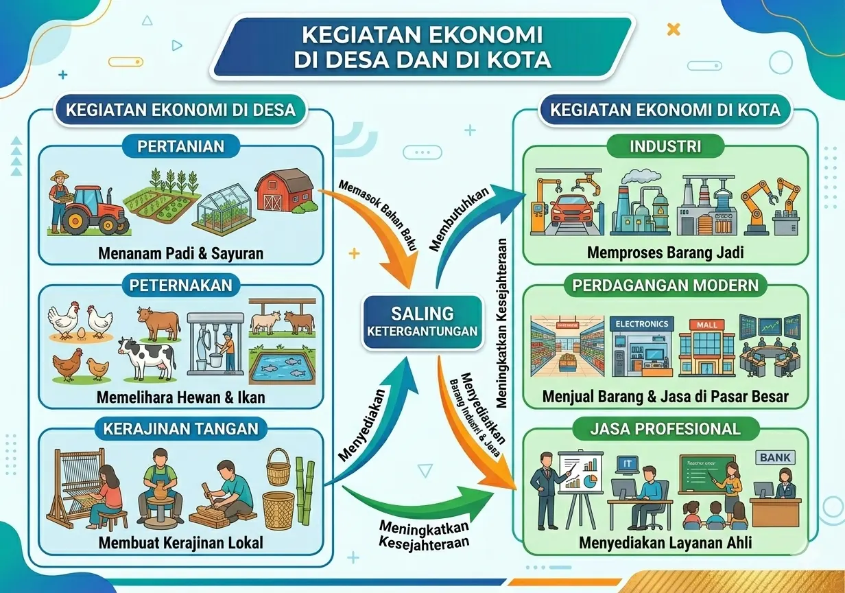 Perbedaan Kegiatan Ekonomi di Desa dan di Kota (ft.istimewa)
