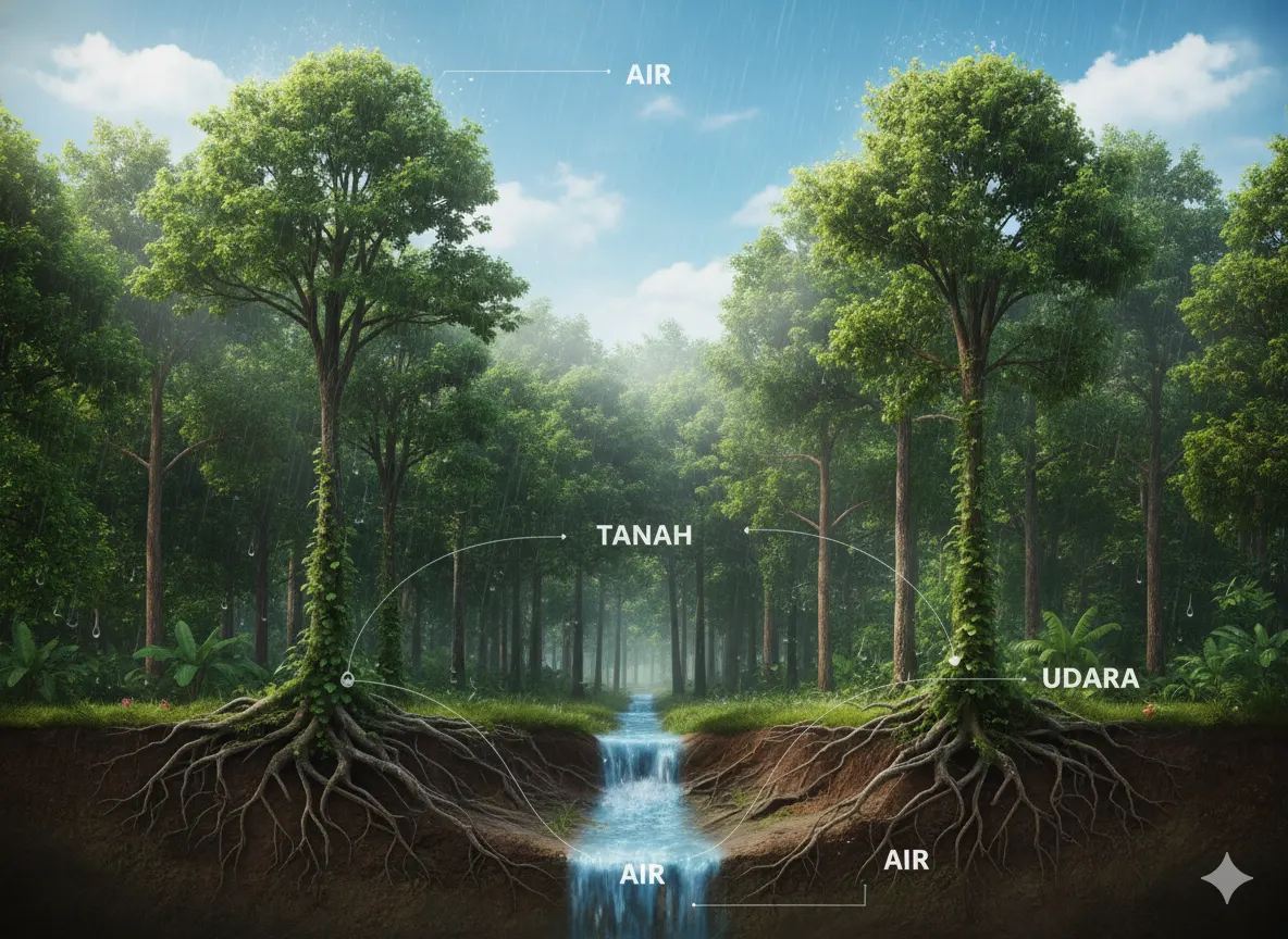 Hubungan Hutan dengan Air, Tanah, dan Udara (ft.istimewa)