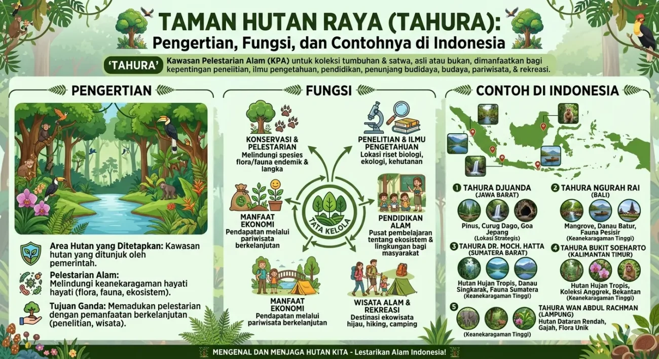 Taman Hutan Raya (Tahura): Pengertian, Fungsi, dan Contohnya di Indonesia (AiStudio)