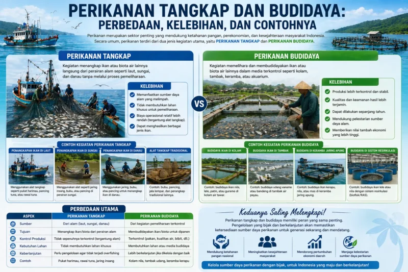 Perikanan Tangkap dan Budidaya: Perbedaan, Kelebihan, dan Contohnya
