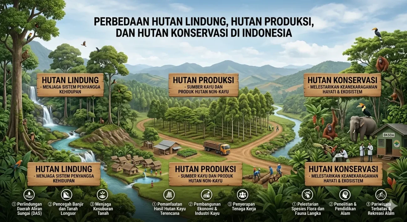 Perbedaan Hutan Lindung, Hutan Produksi, dan Hutan Konservasi (ft.istimewa)