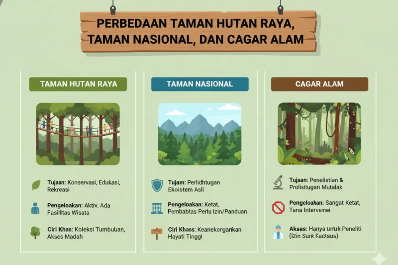 Perbedaan Taman Hutan Raya dengan Taman Nasional dan Cagar Alam
