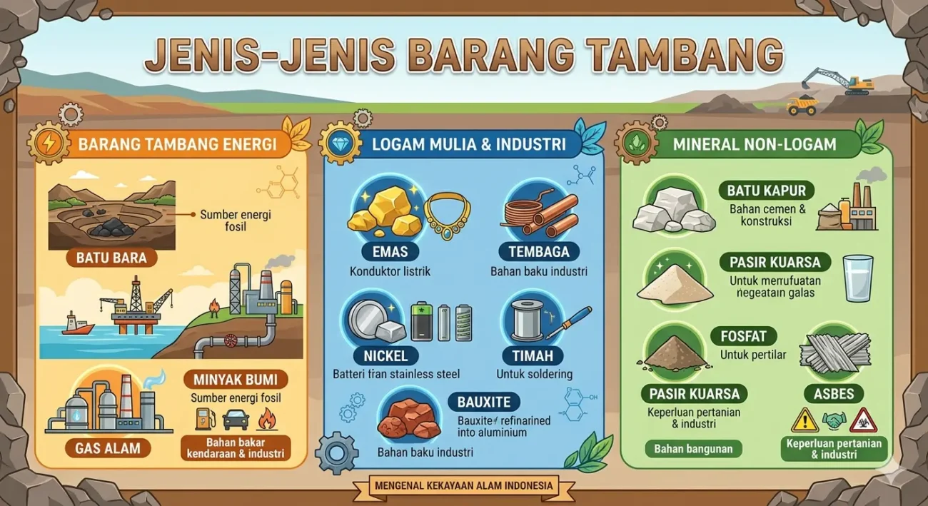Jenis-Jenis Barang Tambang dan Manfaatnya bagi Kehidupan Manusia (AiStudio)