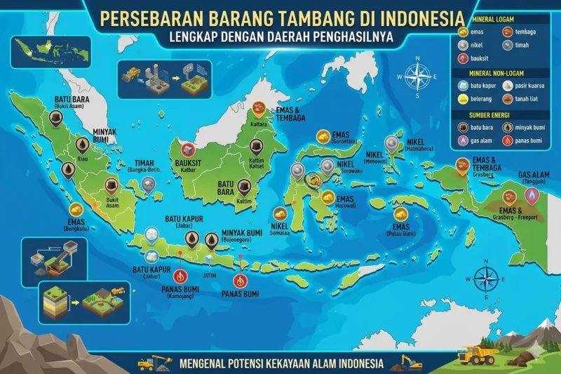 Persebaran Barang Tambang di Indonesia Lengkap dengan Daerah Penghasilnya
