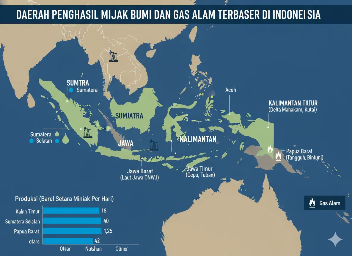 Daerah Penghasil Minyak Bumi dan Gas Alam Terbesar di Indonesia (AiStudio)