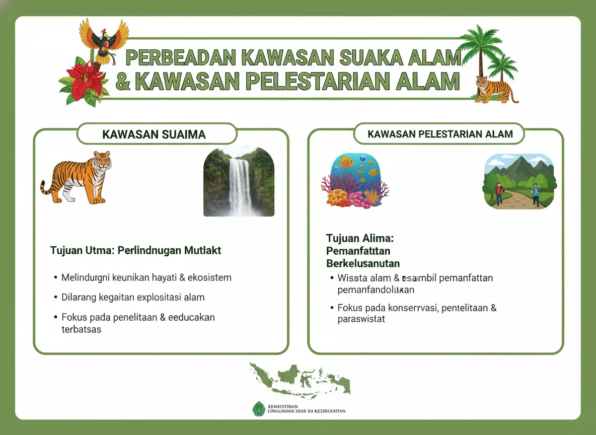 Perbedaan Kawasan Suaka Alam dan Kawasan Pelestarian Alam (ft.IA)