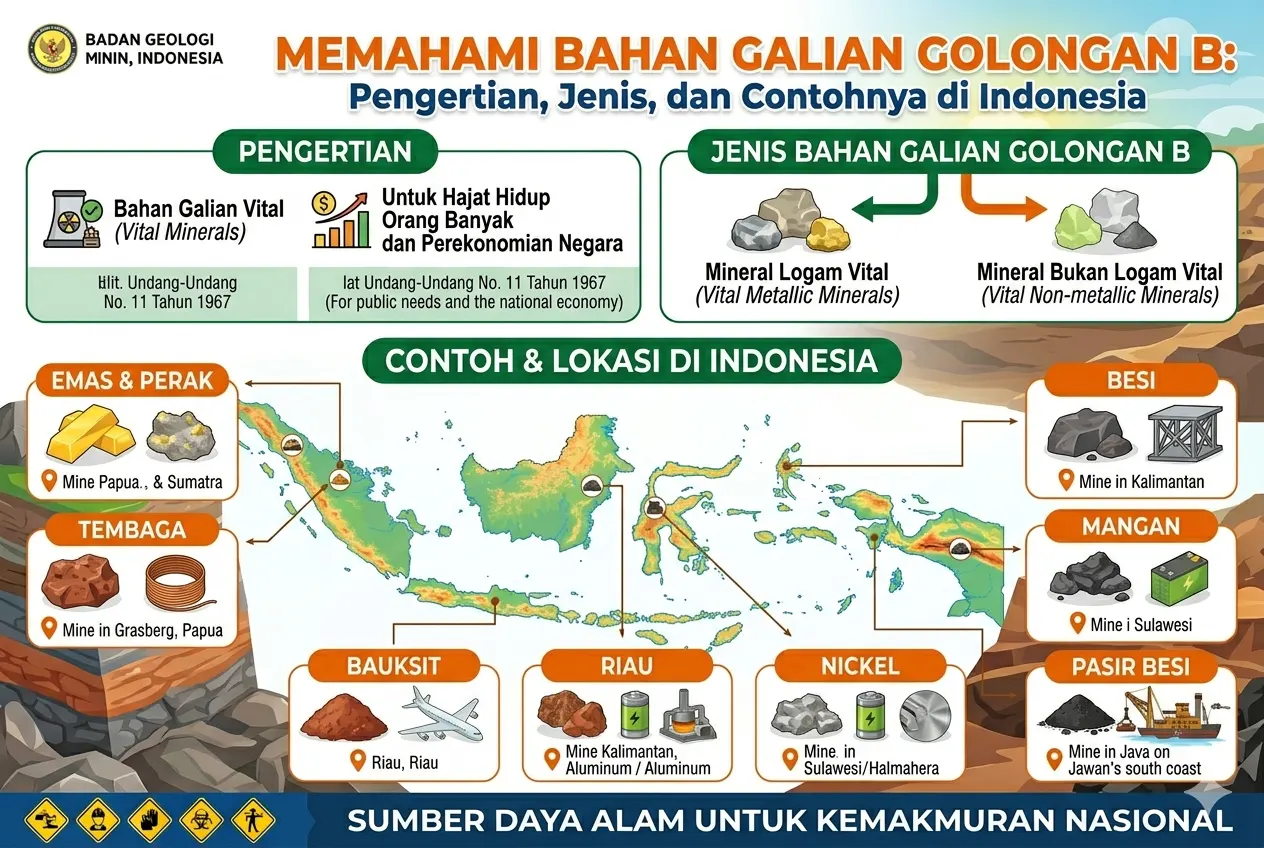 Bahan Galian Golongan B: Pengertian, Jenis, dan Contohnya di Indonesia (AiStudio)