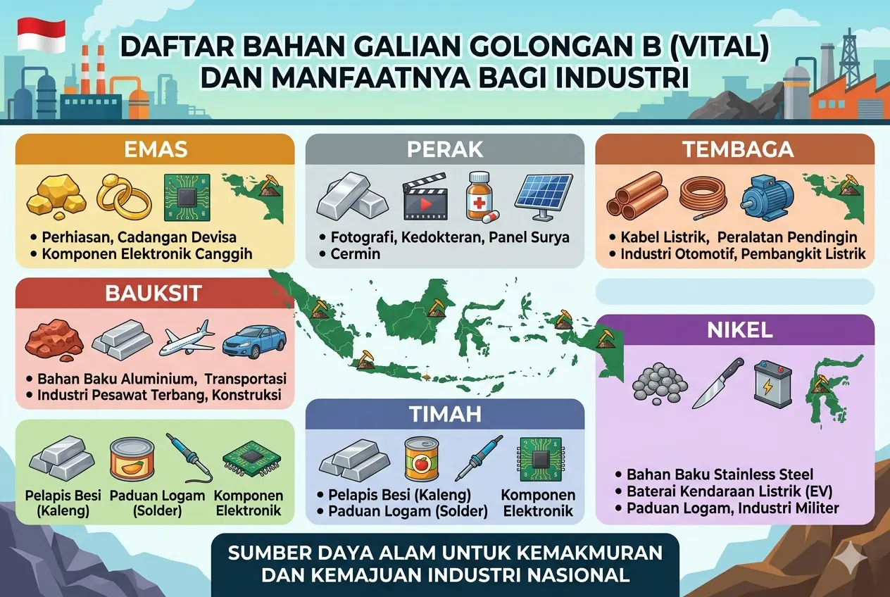 Daftar Bahan Galian Golongan B (Vital) dan Manfaatnya bagi Industri (AiStudio)