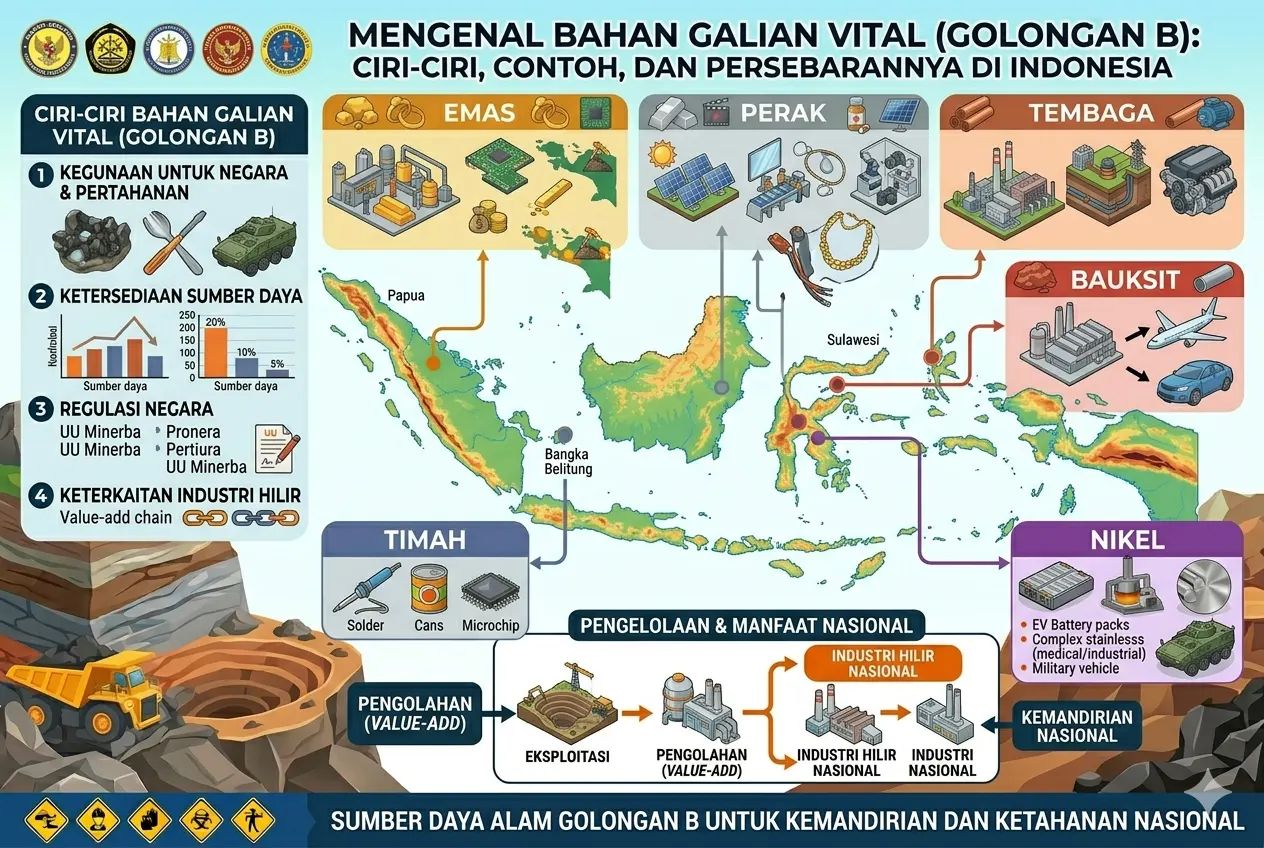 Mengenal Bahan Galian Vital: Ciri-Ciri, Contoh, dan Persebarannya di Indonesia (AiStudio)