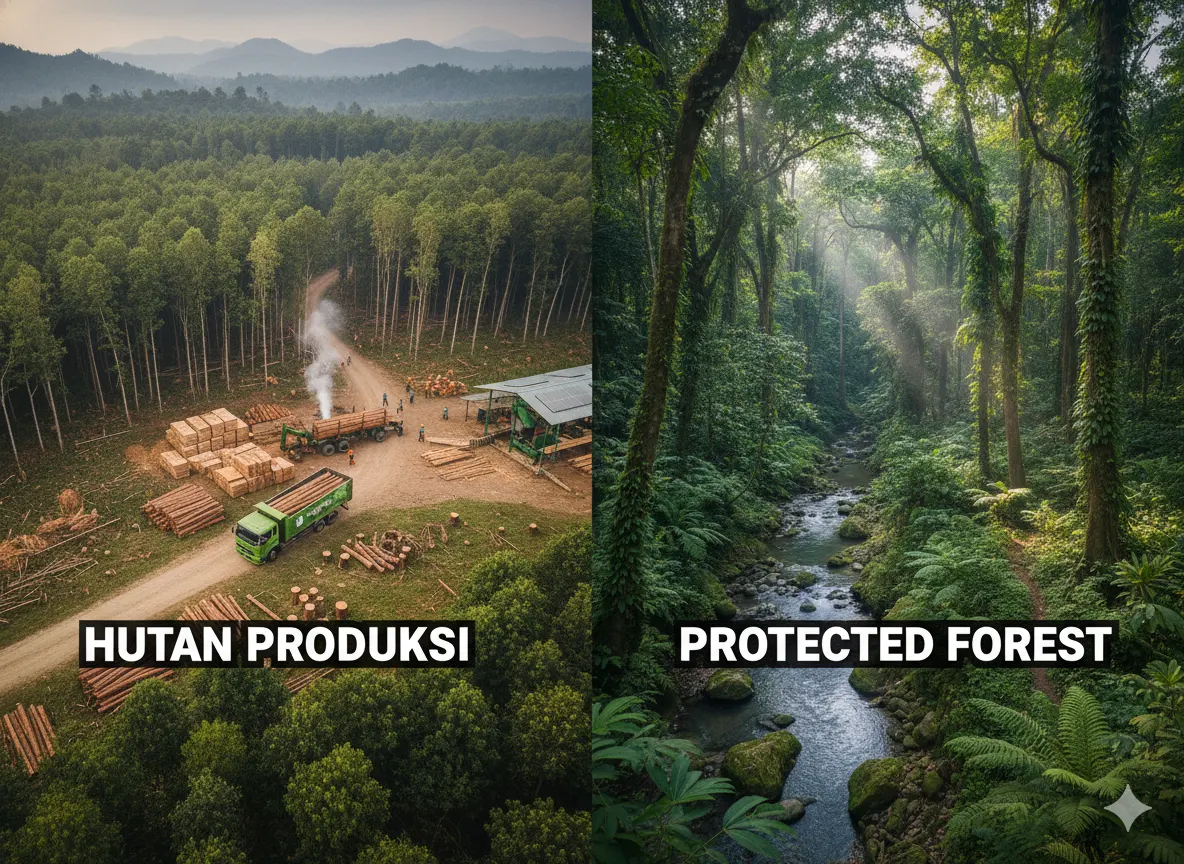 Perbedaan Hutan Produksi dengan Hutan Lindung (ft.istimewa)
