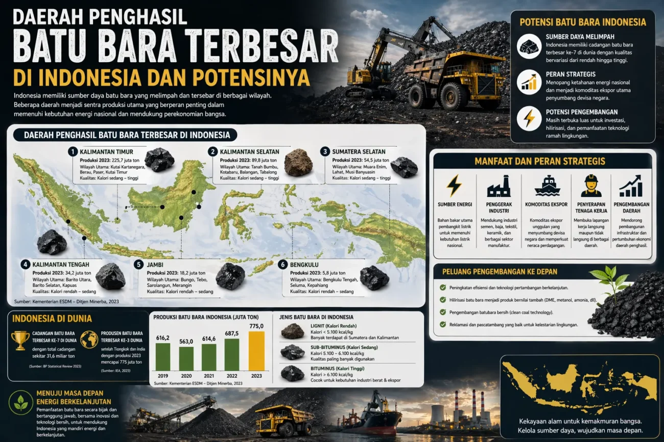 Daerah Penghasil Batu Bara Terbesar di Indonesia dan Potensinya (AiStudio)