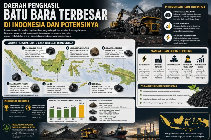Daerah Penghasil Batu Bara Terbesar di Indonesia dan Potensinya
