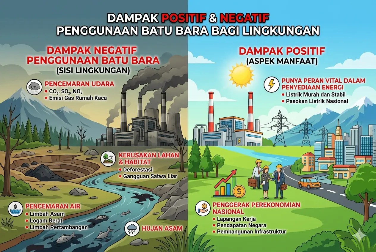Dampak Positif dan Negatif Penggunaan Batu Bara bagi Lingkungan (AiStudio)