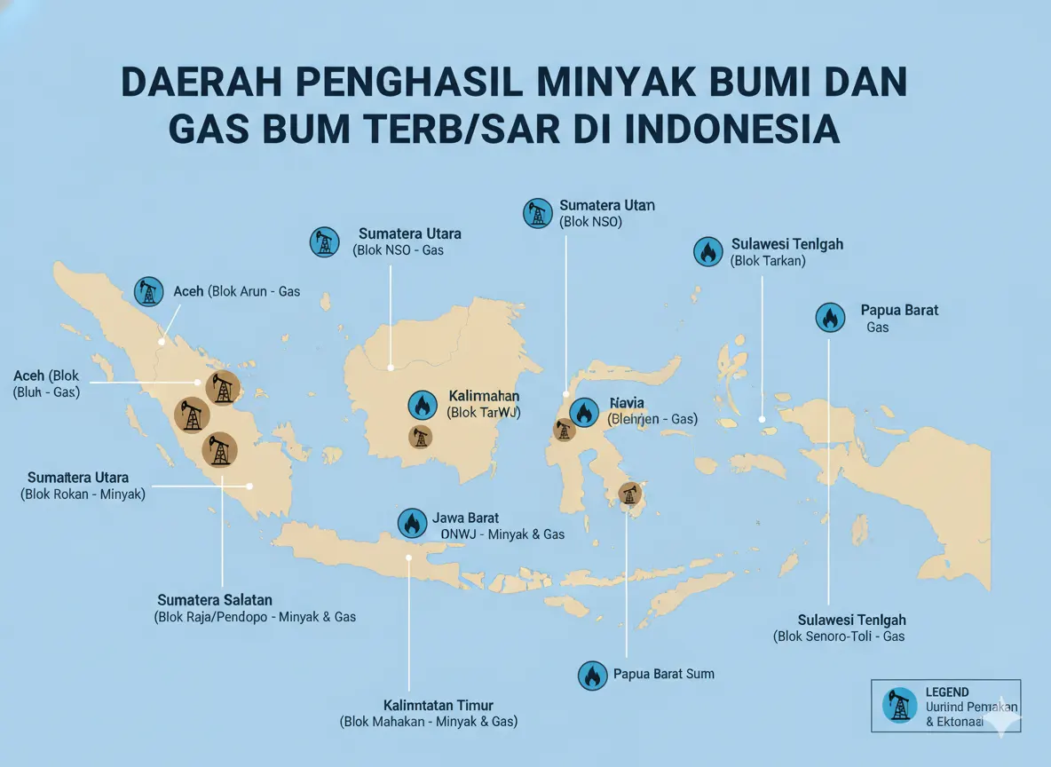 Daerah Penghasil Minyak Bumi dan Gas Bumi Terbesar di Indonesia (AiStudio)