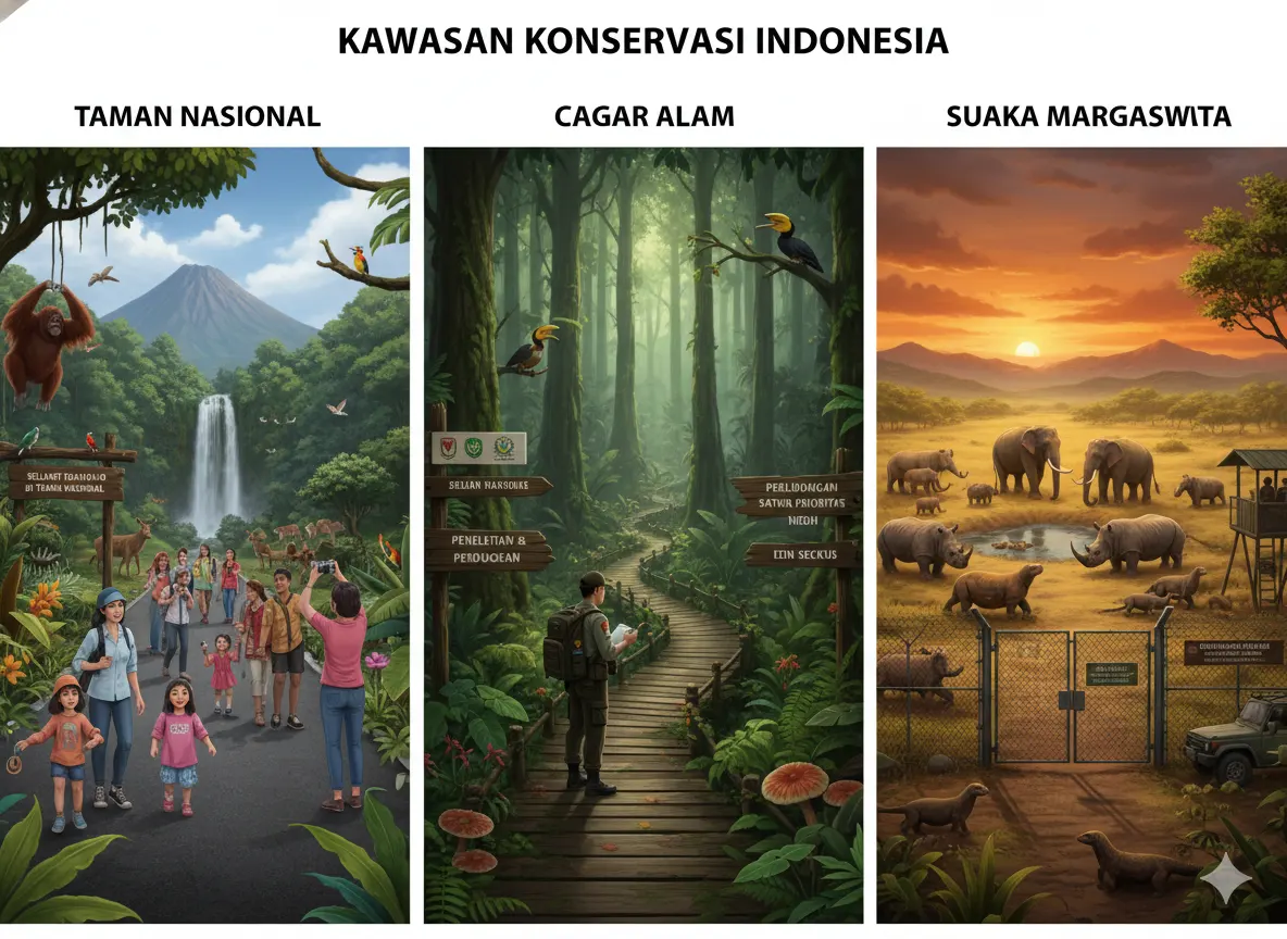 Perbedaan Taman Nasional, Cagar Alam, dan Suaka Margasatwa (ft.IA)