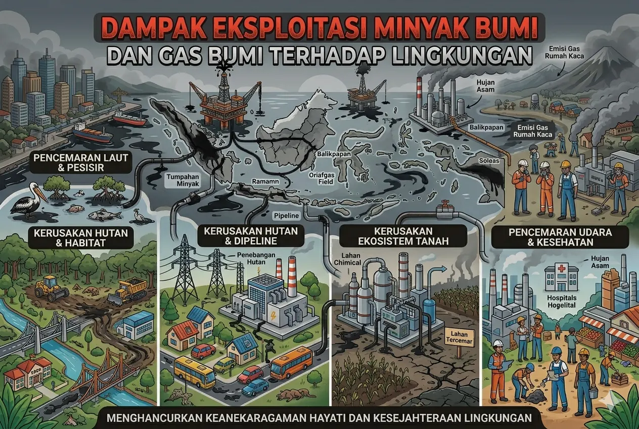 Dampak Eksploitasi Minyak Bumi dan Gas Bumi terhadap Lingkungan (AiStudio)