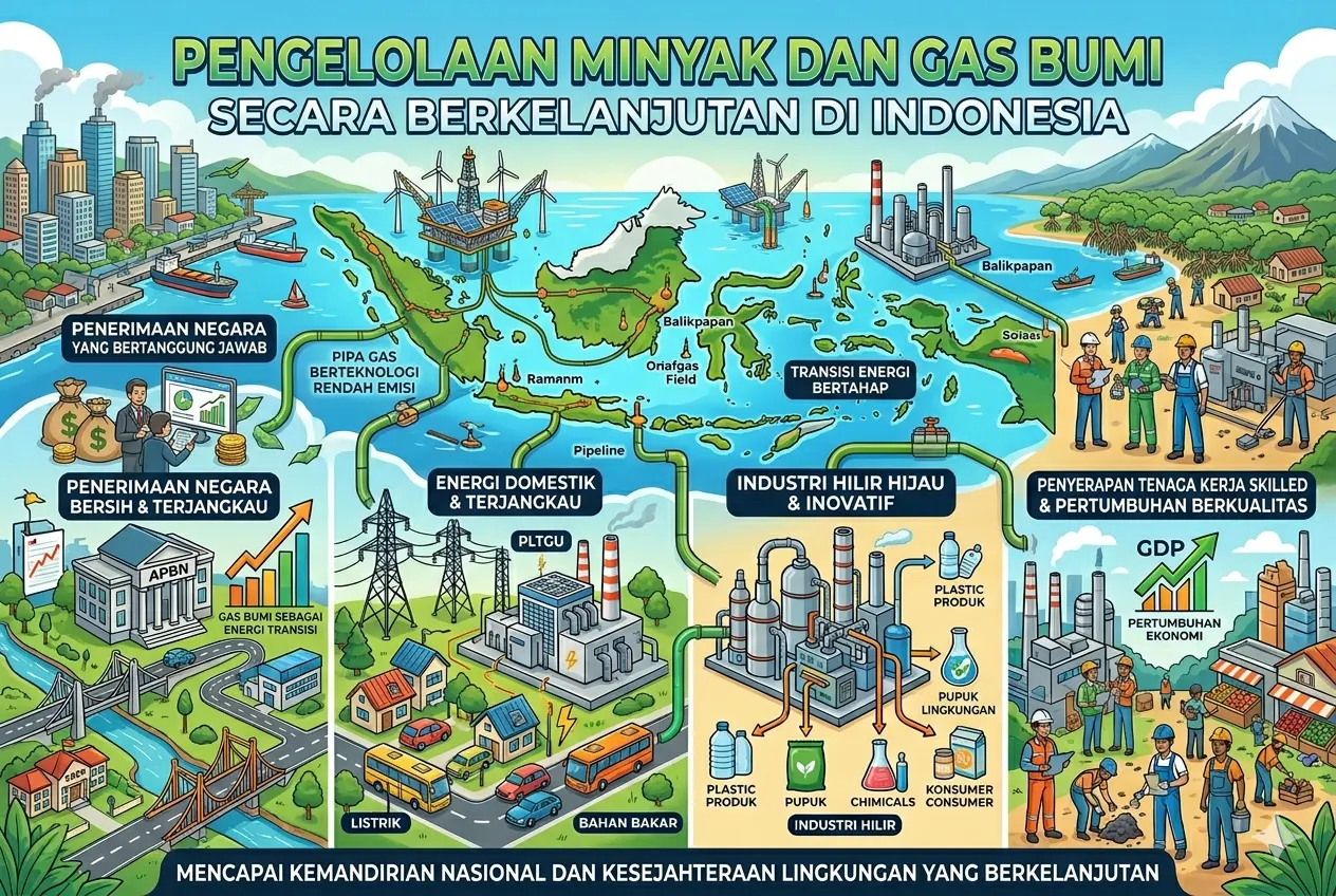 Pengelolaan Minyak Bumi dan Gas Bumi Secara Berkelanjutan di Indonesia (AiStudio)