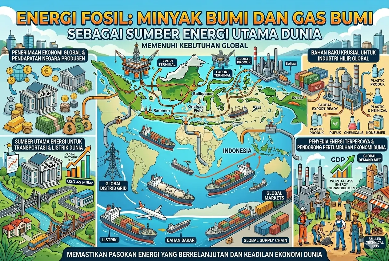 Energi Fosil: Minyak Bumi dan Gas Bumi sebagai Sumber Energi Utama Dunia (AiStudio)