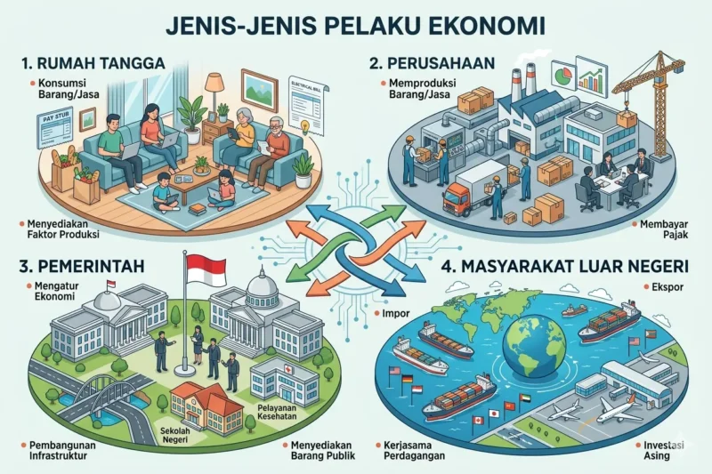 Jenis-Jenis Pelaku Ekonomi: Rumah Tangga, Perusahaan, Pemerintah, dan Masyarakat Luar Negeri