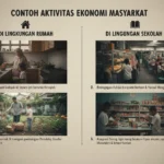Contoh Aktivitas Ekonomi Masyarakat di Lingkungan Rumah dan Sekolah (AiStudio)