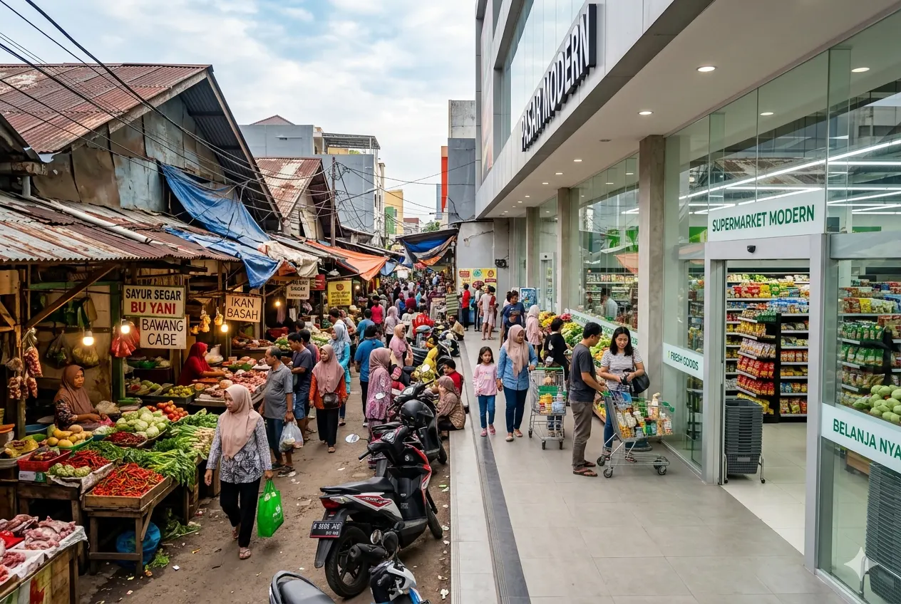 Pasar Tradisional vs Pasar Modern: Perbedaan, Kelebihan, dan Kekurangannya (Aistudio)