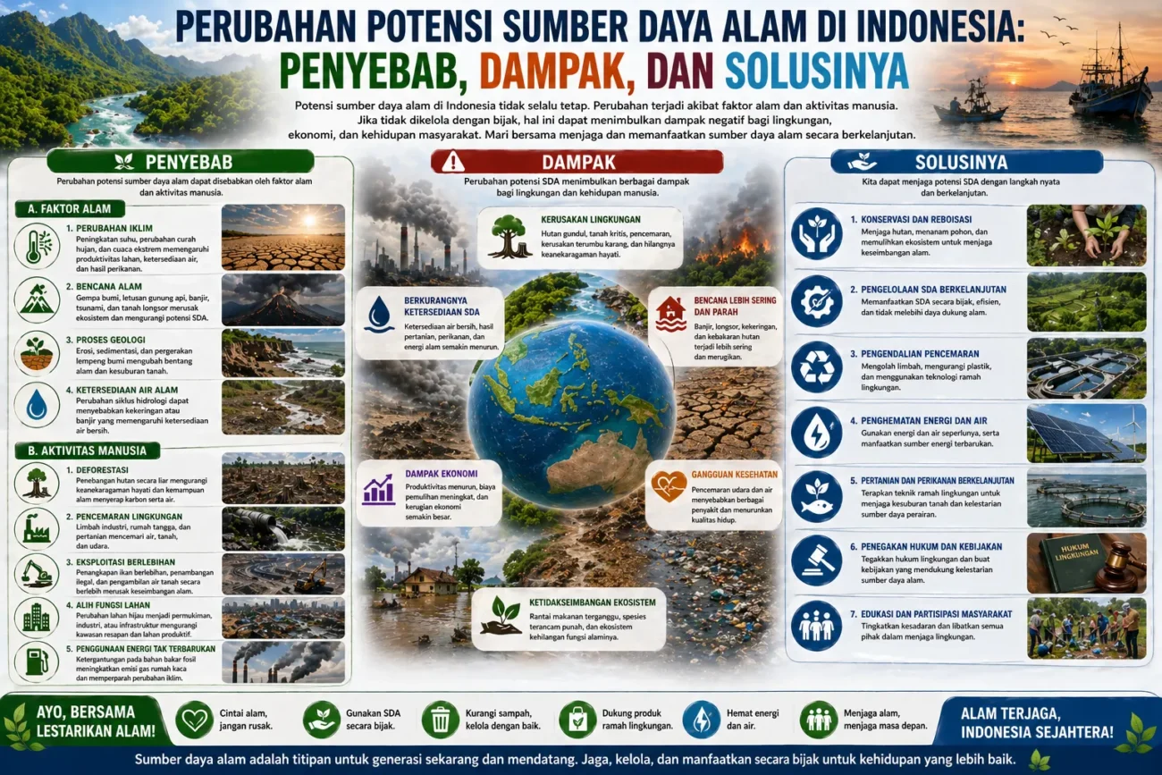 Perubahan Potensi Sumber Daya Alam di Indonesia: Penyebab, Dampak, dan Solusinya (AiStudio)