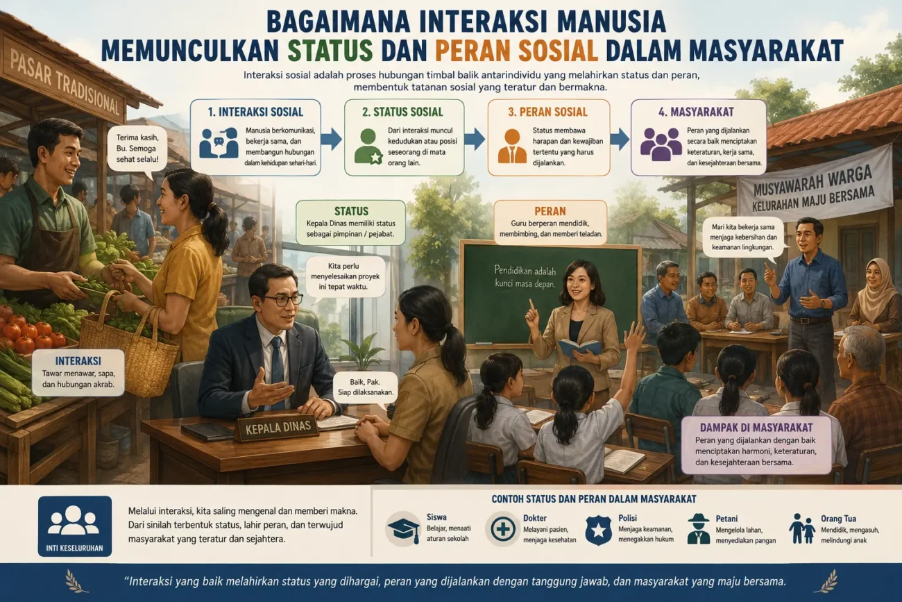 Bagaimana Interaksi Manusia Memunculkan Status dan Peran Sosial dalam Masyarakat (AiStudio)