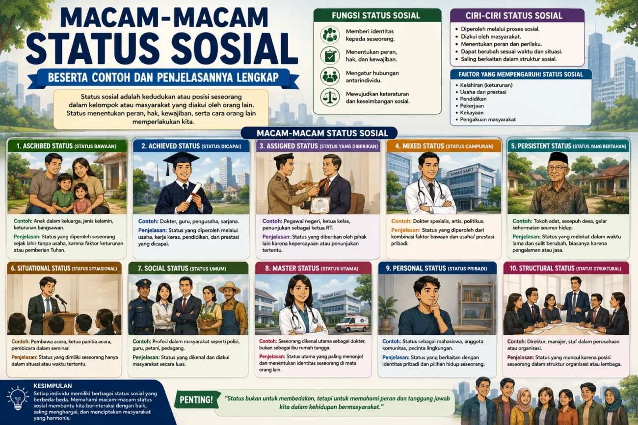 Macam-Macam Status Sosial Beserta Contoh dan Penjelasannya Lengkap (AiStudio)
