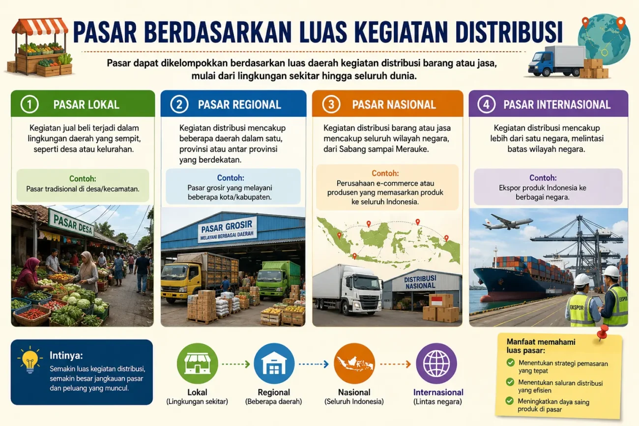 Pasar Berdasarkan Luas Kegiatan Distribusi: Pengertian, Jenis, dan Contohnya (AiStudio)