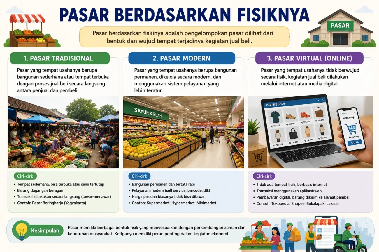 Pasar Berdasarkan Fisiknya: Pengertian, Jenis, dan Contohnya (AiStudio)