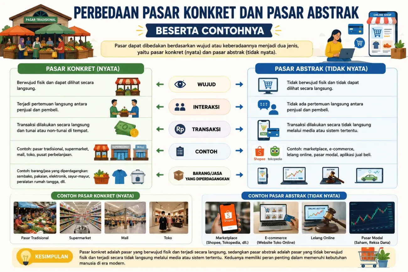 Perbedaan Pasar Konkret dan Pasar Abstrak Beserta Contohnya (AiStudio)