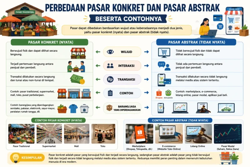 Perbedaan Pasar Konkret dan Pasar Abstrak Beserta Contohnya